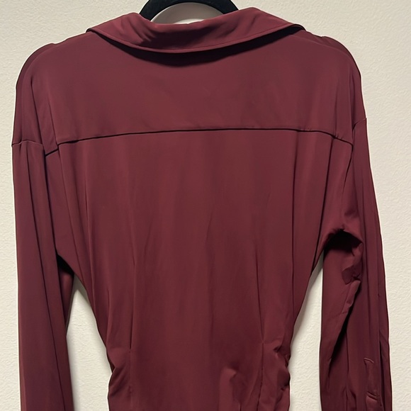ADAPTE (NWT) Jamie Button Up Long Sleeve Mini Dress, Burgundy, Size XS - Picture 12 of 13